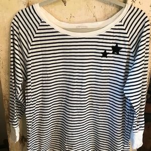 Gap Navy and White Striped 3/4 Sleeve Casual Summer Star Top